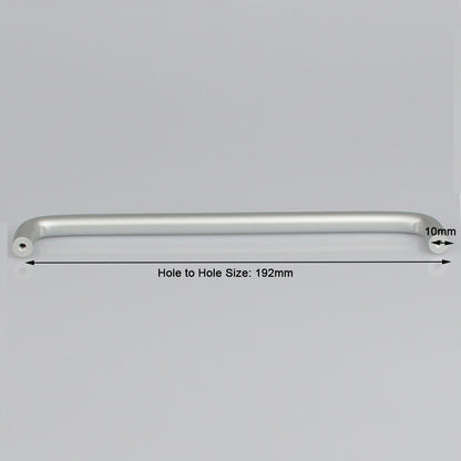 Aluminium Kitchen Cabinet Handles 192mm, Modern Stainless Steel Pull, Silver