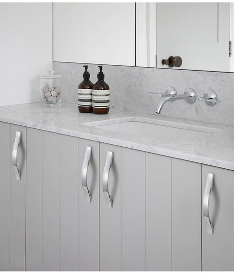 Modern 96mm Brushed Silver Cabinet Pull Handle, Aluminum Alloy, Sleek Design - SuperSaverAU - view 1