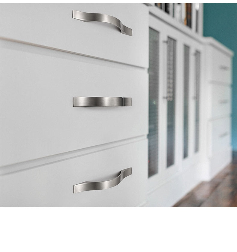 Modern 96mm Brushed Silver Cabinet Pull Handle, Aluminum Alloy, Sleek Design - SuperSaverAU - view 2