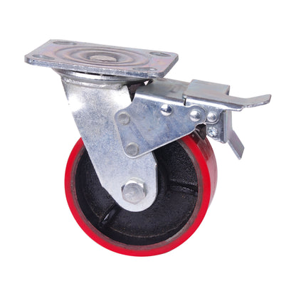 5 inch Industrial Swivel Caster Wheels with Brake - 500KG Capacity