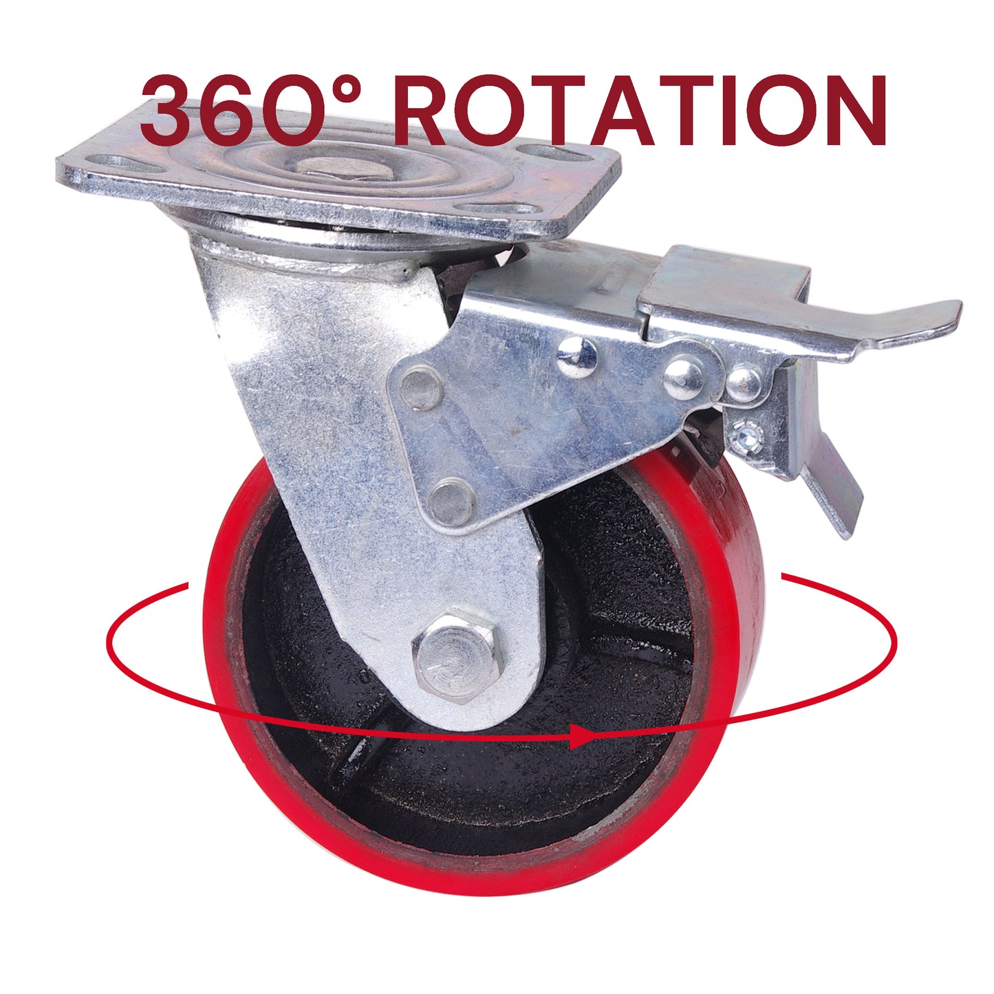 5 inch Industrial Swivel Caster Wheels with Brake - 500KG Capacity