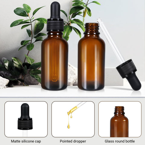 20ml (5 Pack) Amber Glass Dropper Bottle Liquid Essential Oils Bottle Bottles Leakproof Glass Tincture Bottles - SuperSaverAU - view 2