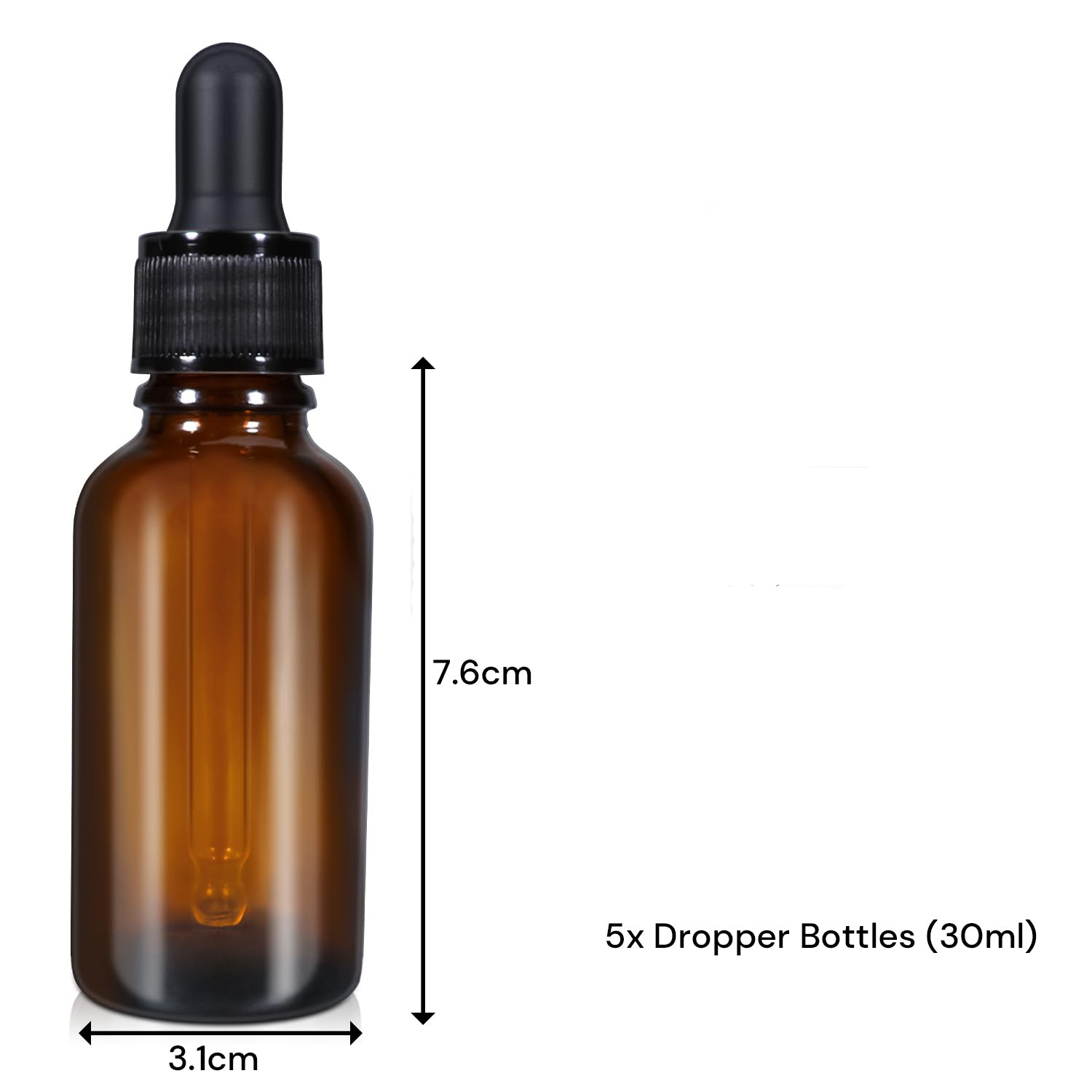 30ml (5 Pack) Amber Glass Dropper Bottle Liquid Essential Oils Bottle Bottles Leakproof Glass Tincture Bottles - SuperSaverAU - view 5