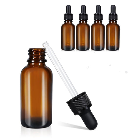 50ml (5 Pack) Amber Glass Dropper Bottle Liquid Essential Oils Bottle Bottles Leakproof Glass Tincture Bottles - SuperSaverAU - view 1