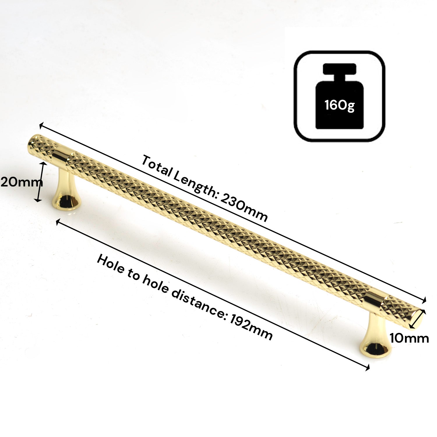 Gold Solid Zinc Kitchen Cabinet Handle Pull 192mm, Modern European Style - SuperSaverAU - view 4