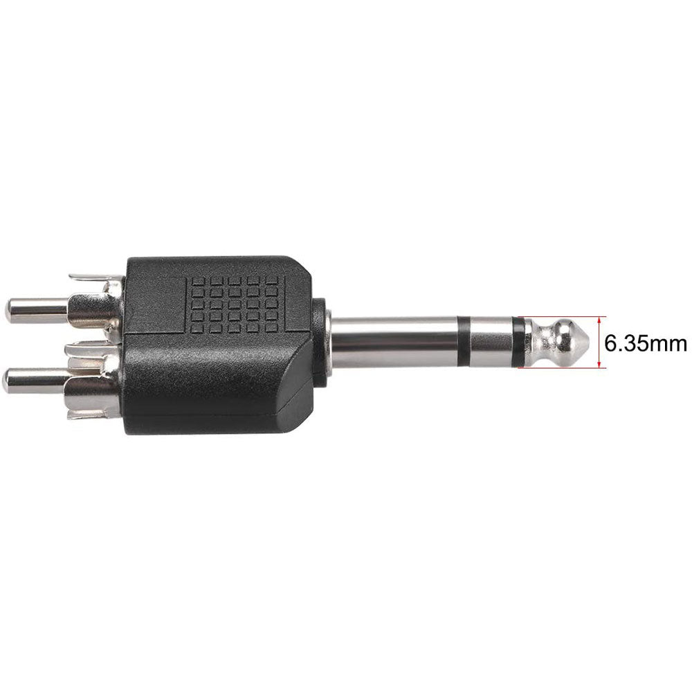 Premium 1/4 Inch 6.35mm Mono Male to Dual RCA Male Audio Adapter