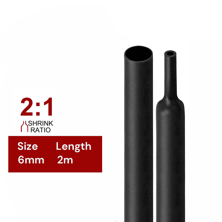 2m 6mm 2:1 Heat Shrink Tubing - Eco-Friendly, Flame Retardant, High Temp Resistance - SuperSaverAU - view 1
