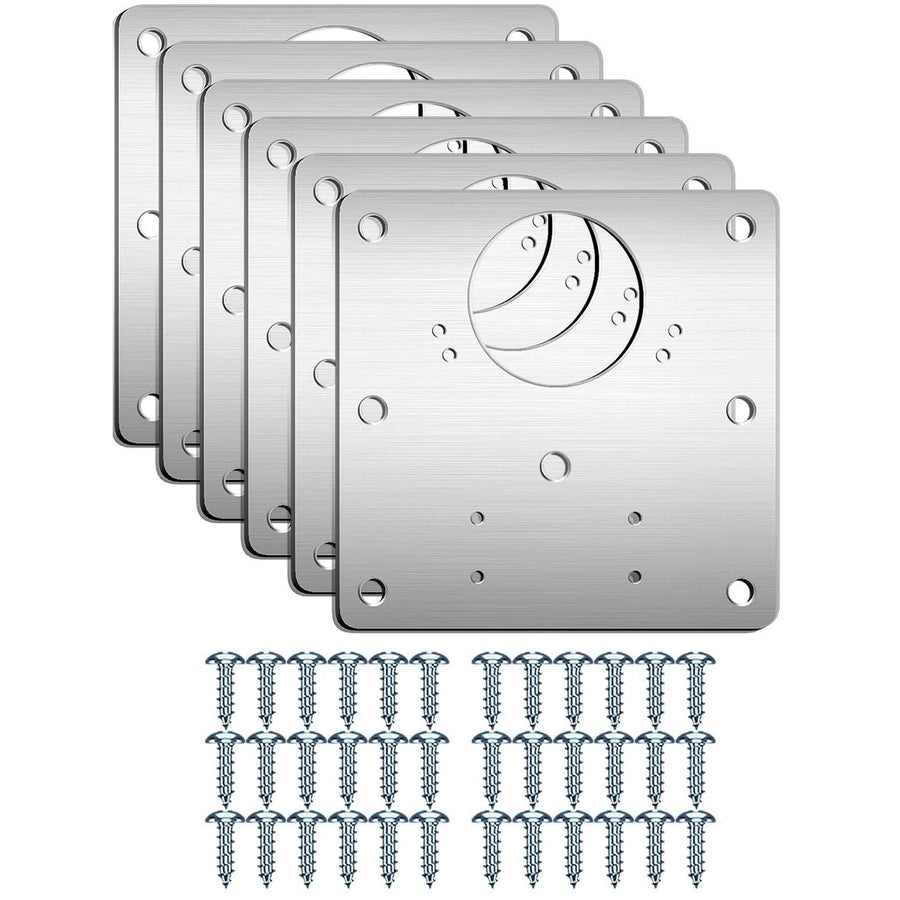 Premium 6 Pack Cabinet Hinge Repair Plate Brackets with Screws