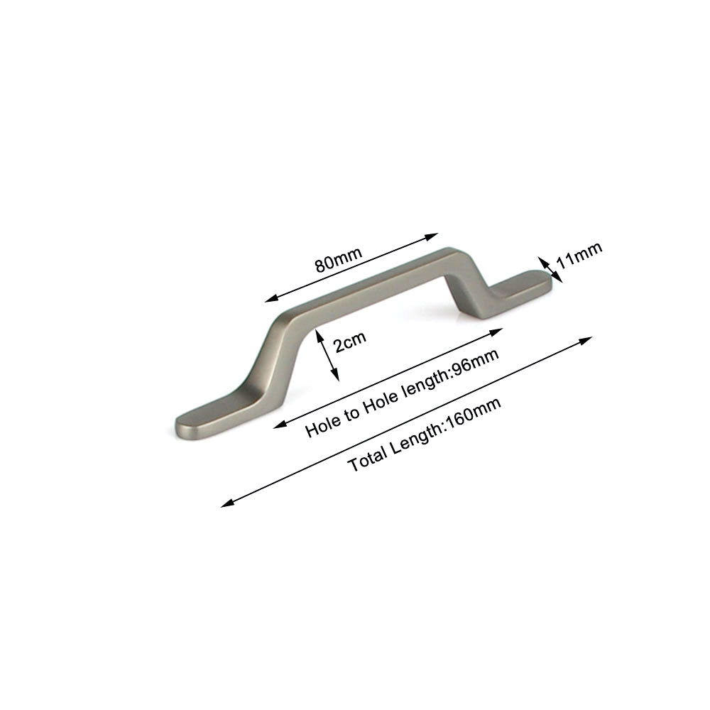 Black Zinc Kitchen Cabinet Handle Pull, 96mm, Modern European Style, Sleek Design - SuperSaverAU - view 2