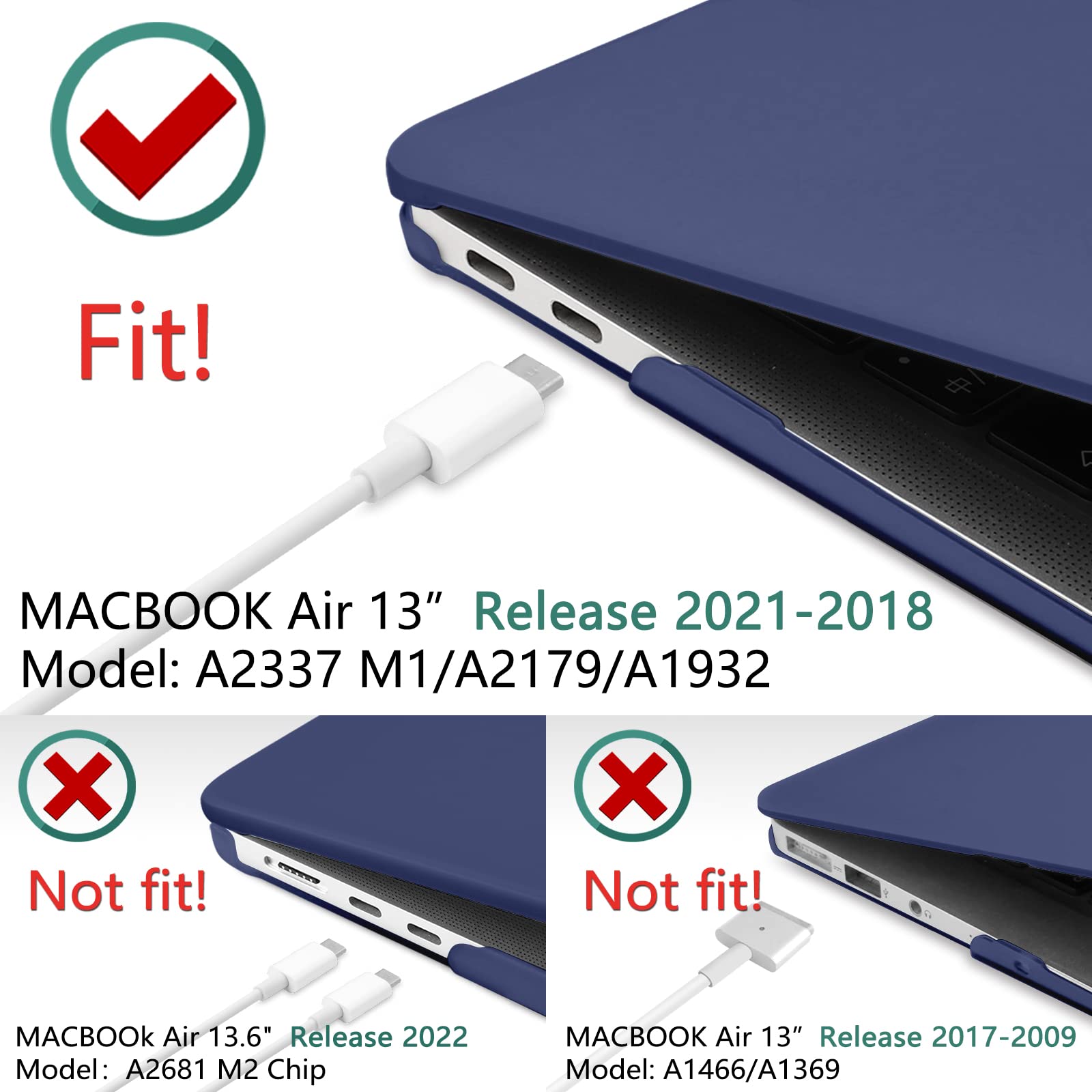 Premium Blue MacBook Air 13 Hard Shell Case with Keyboard Cover A1932 A2179 A2337
