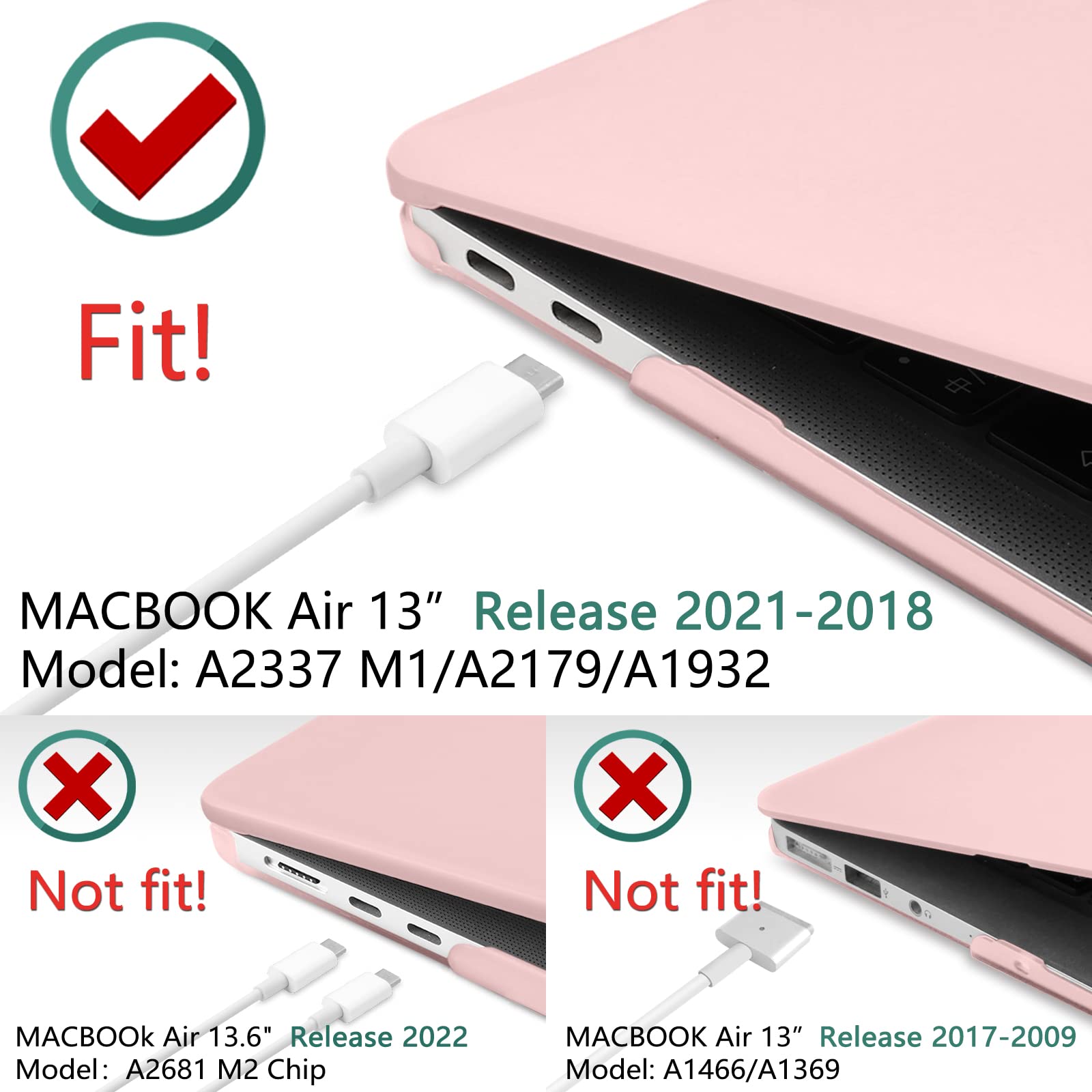 Suitable for  MacBook Air 13 Inch Case 2022 2021 2020 2019 2018, A1932, A2179, A2337 Shell Case Keyboard Cover - SuperSaverAU - view 3