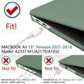 Premium Dark Green MacBook Air 13 Hard Shell Case with Keyboard Cover A1932 A2179 A2337