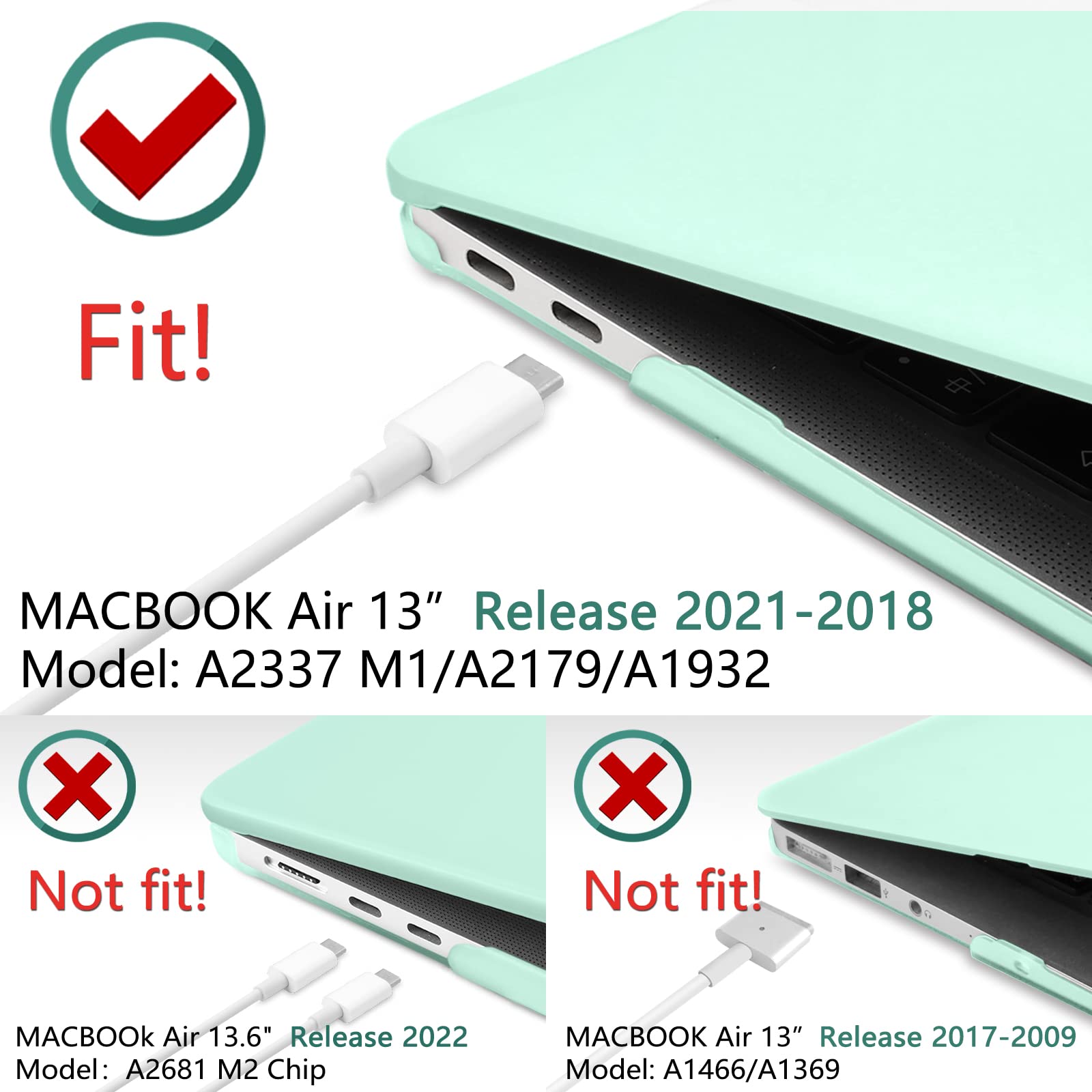 Premium Green MacBook Air 13 Hard Shell Case with Keyboard Cover A1932 A2179 A2337