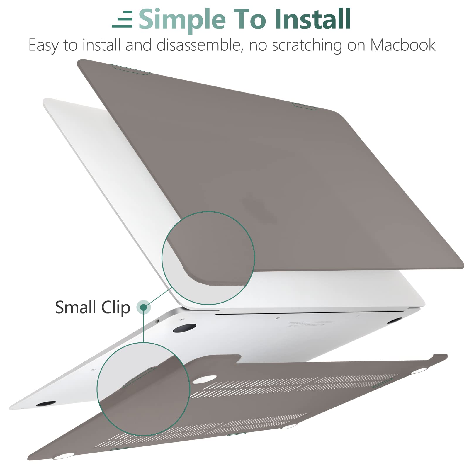 Suitable for  MacBook Air 13 Inch Case 2022 2021 2020 2019 2018, A1932, A2179, A2337 Shell Case Keyboard Cover Grey - SuperSaverAU - view 7