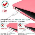 Premium Pink MacBook Air 13 Hard Shell Case with Keyboard Cover A1932 A2179 A2337