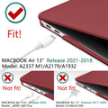 Premium Wine Red MacBook Air 13 Hard Shell Case with Keyboard Cover A1932 A2179 A2337