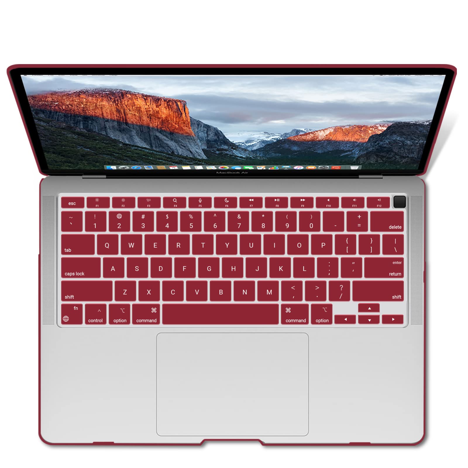 Premium Wine Red MacBook Air 13 Hard Shell Case with Keyboard Cover A1932 A2179 A2337