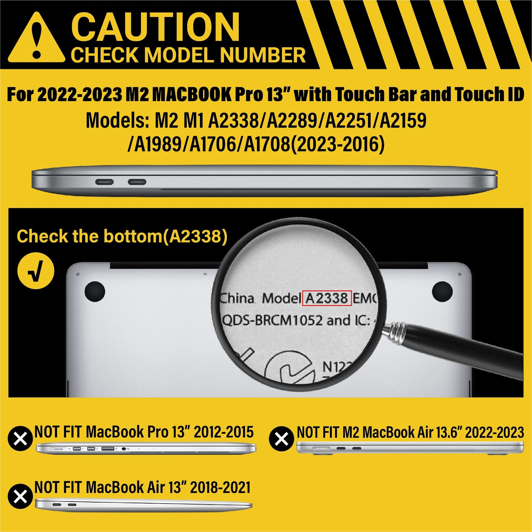 Premium Black MacBook Pro 13 Hard Shell Case with Keyboard Cover A2338 A2289 A2251 A2159