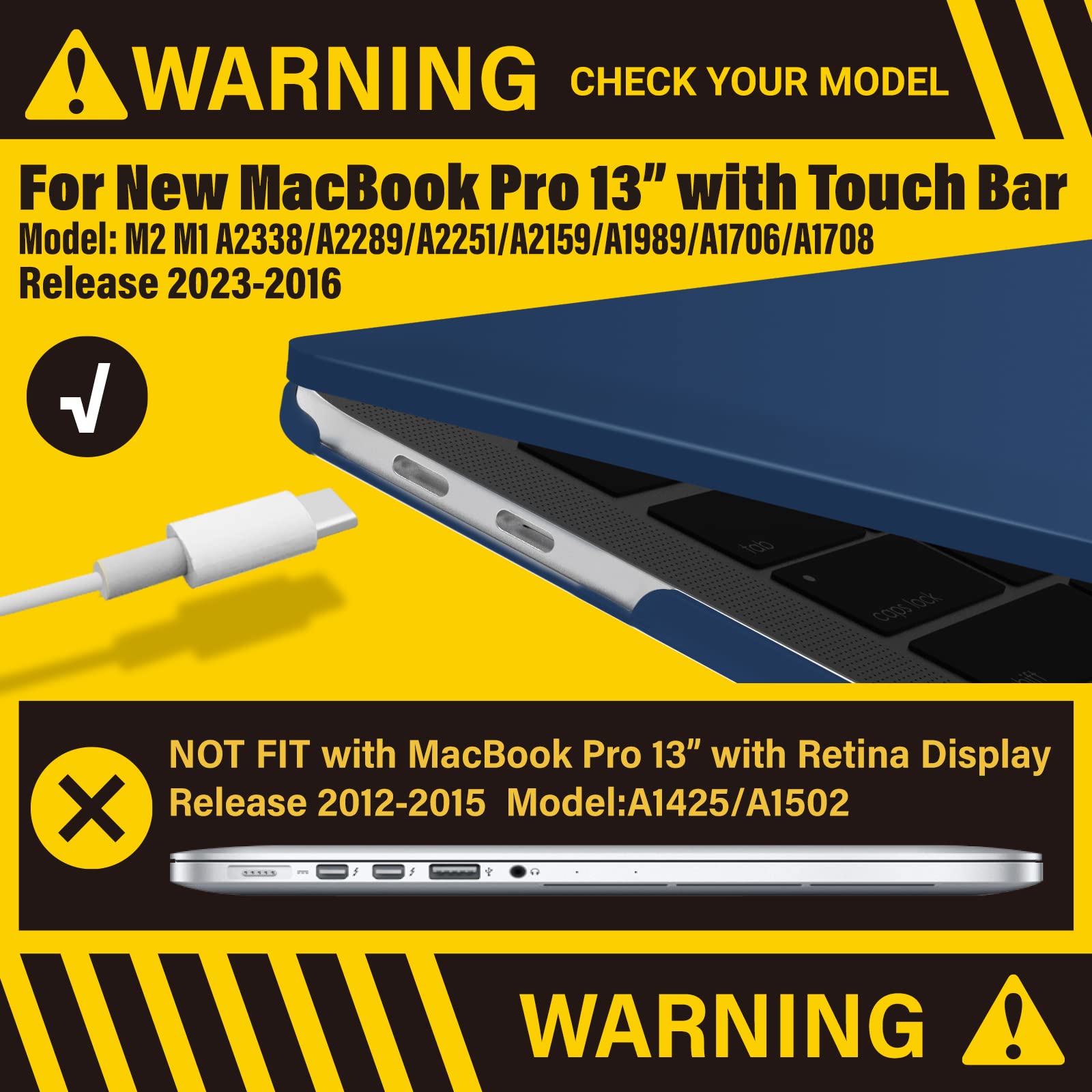 Navy Blue MacBook Pro 13 Inch Case 2016-2023 M1 M2 A2338 A2289 A2251 A2159 Hard Shell Case Keyboard Cover - SuperSaverAU - view 2