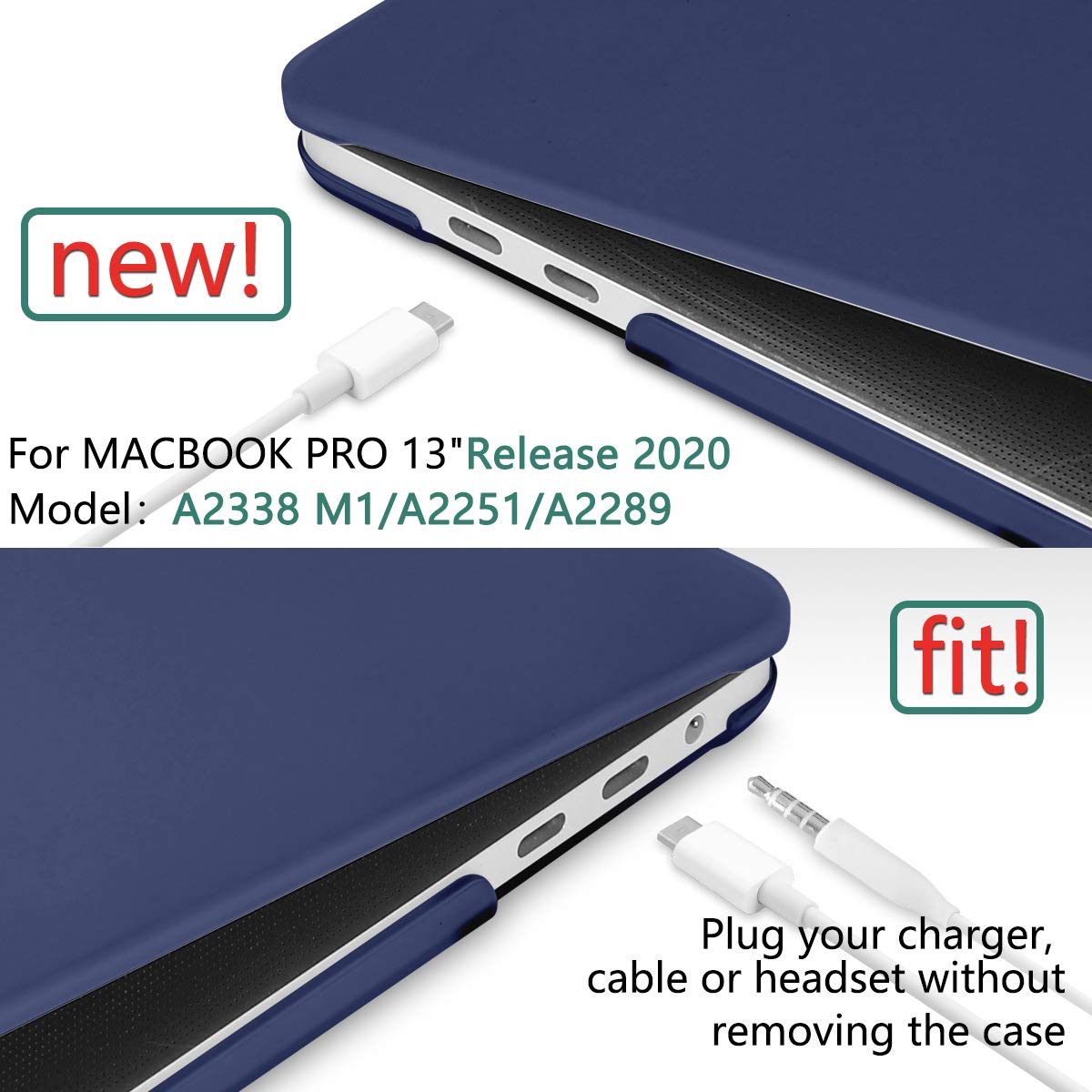 Navy Blue MacBook Pro 13 Inch Case 2016-2023 M1 M2 A2338 A2289 A2251 A2159 Hard Shell Case Keyboard Cover - SuperSaverAU - view 4