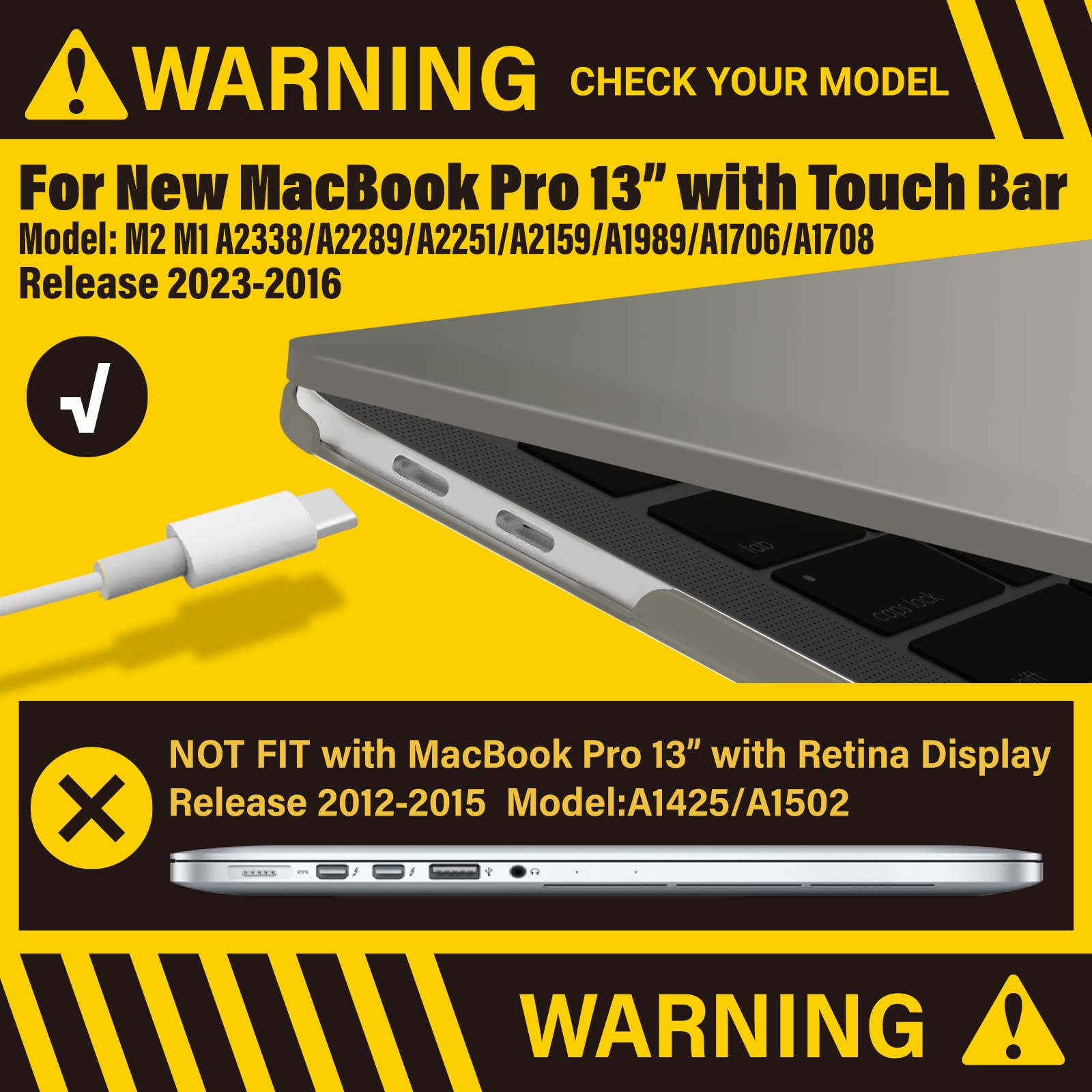 Premium Grey MacBook Pro 13 Hard Shell Case with Keyboard Cover A2338 A2289 A2251 A2159