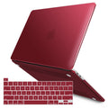 Premium Wine Red MacBook Pro 13 Hard Shell Case with Keyboard Cover A2338 A2289 A2251 A2159