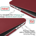 Premium Wine Red MacBook Pro 13 Hard Shell Case with Keyboard Cover A2338 A2289 A2251 A2159