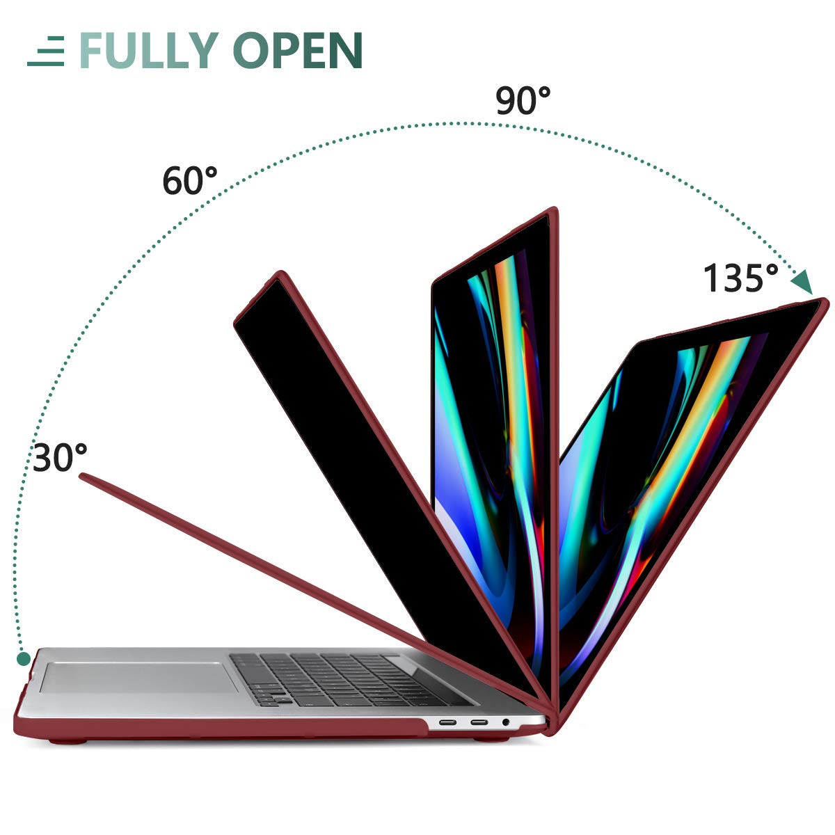Premium Wine Red MacBook Pro 13 Hard Shell Case with Keyboard Cover A2338 A2289 A2251 A2159