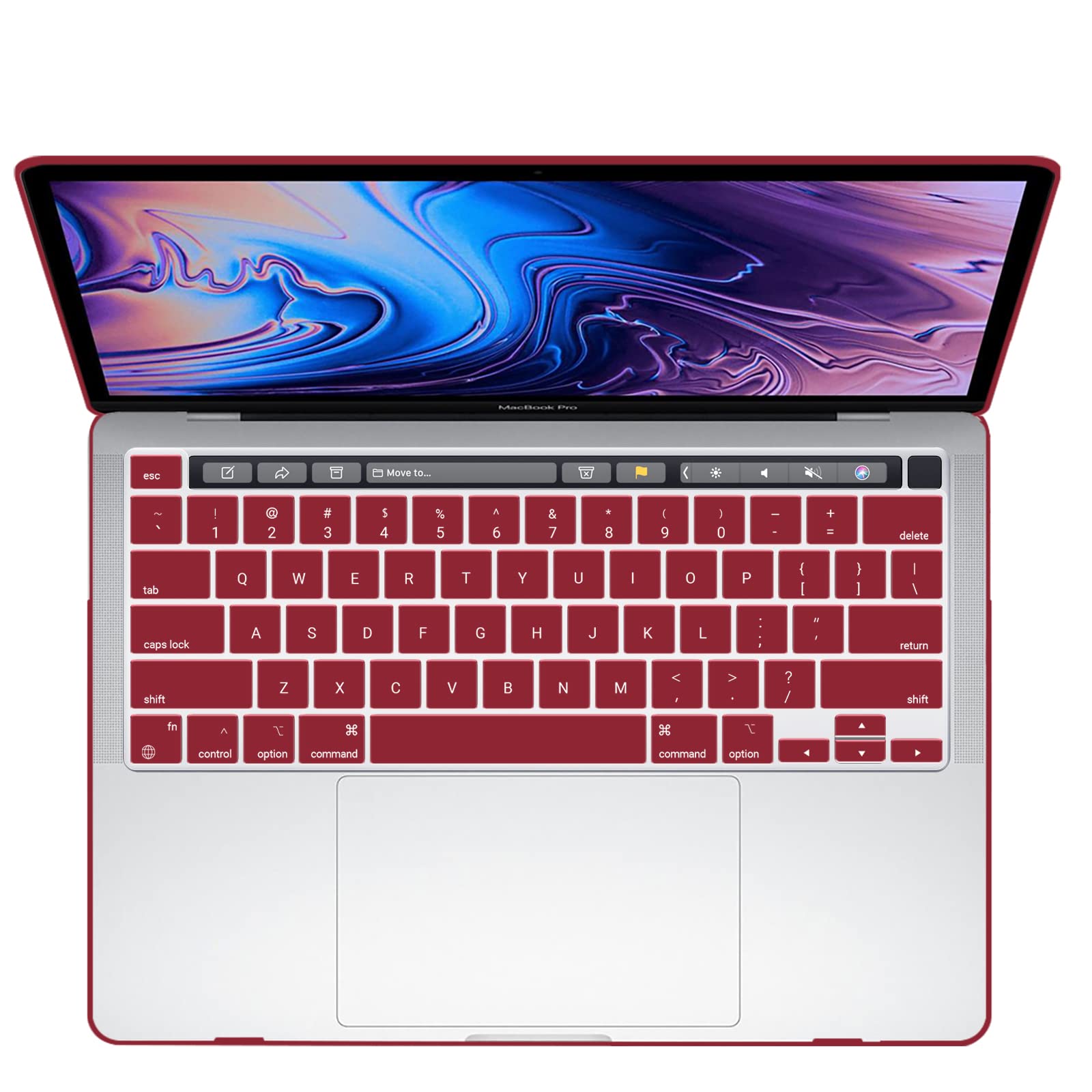 Premium Wine Red MacBook Pro 13 Hard Shell Case with Keyboard Cover A2338 A2289 A2251 A2159