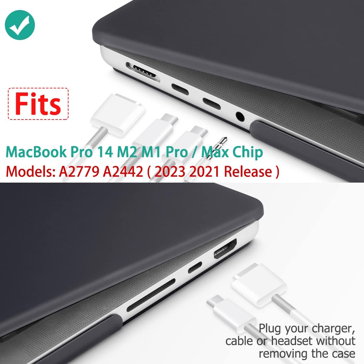 Suitable for MacBook Pro 14 Max Inch Case 2023 2022 2021 M2 A2779 M1 A2442 Hardshell Case Keyboard Cover Black - SuperSaverAU - view 6
