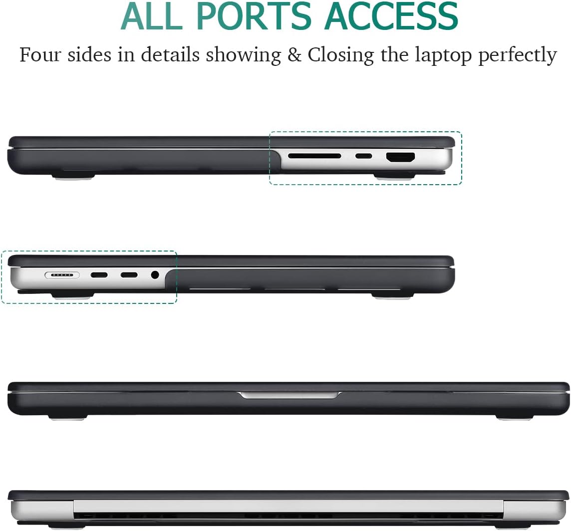 Suitable for MacBook Pro 14 Max Inch Case 2023 2022 2021 M2 A2779 M1 A2442 Hardshell Case Keyboard Cover Black - SuperSaverAU - view 7