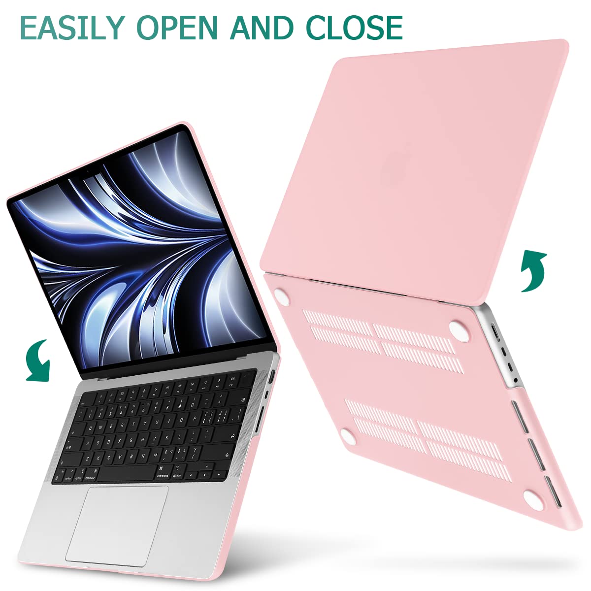 Premium Solid Pink MacBook Pro 14 Hard Shell Case with Keyboard Cover A2779 A2442