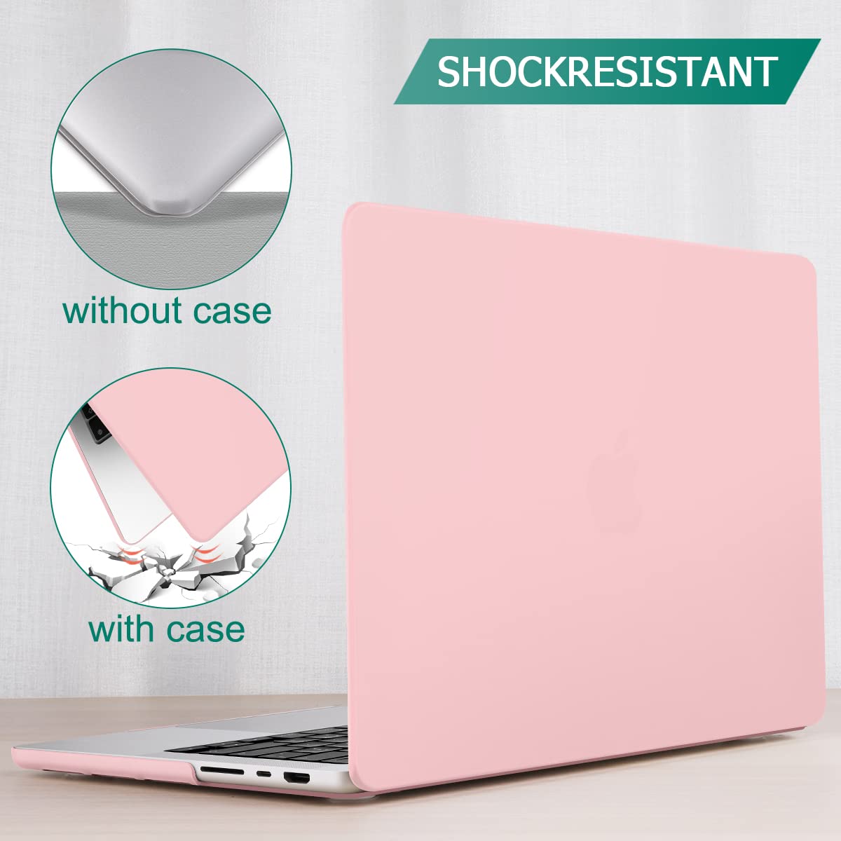 Premium Solid Pink MacBook Pro 14 Hard Shell Case with Keyboard Cover A2779 A2442