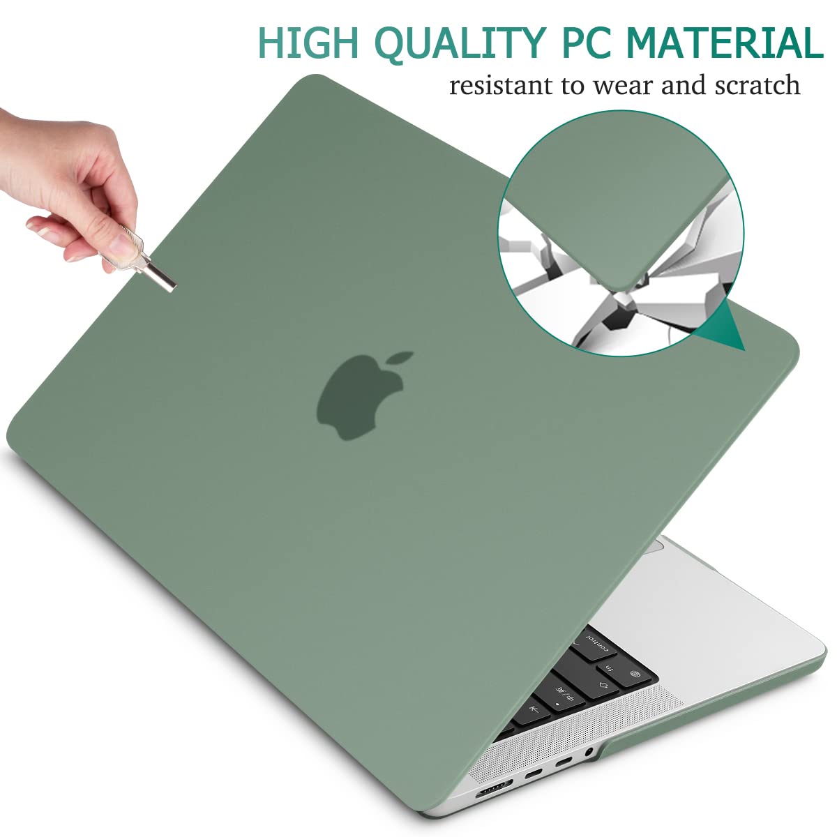 Suitable for  MacBook Pro 14 Max Inch Case 2023 2022 2021 M2 A2779 M1 A2442 Hardshell Case Keyboard Cover Midnight Green - SuperSaverAU - view 6
