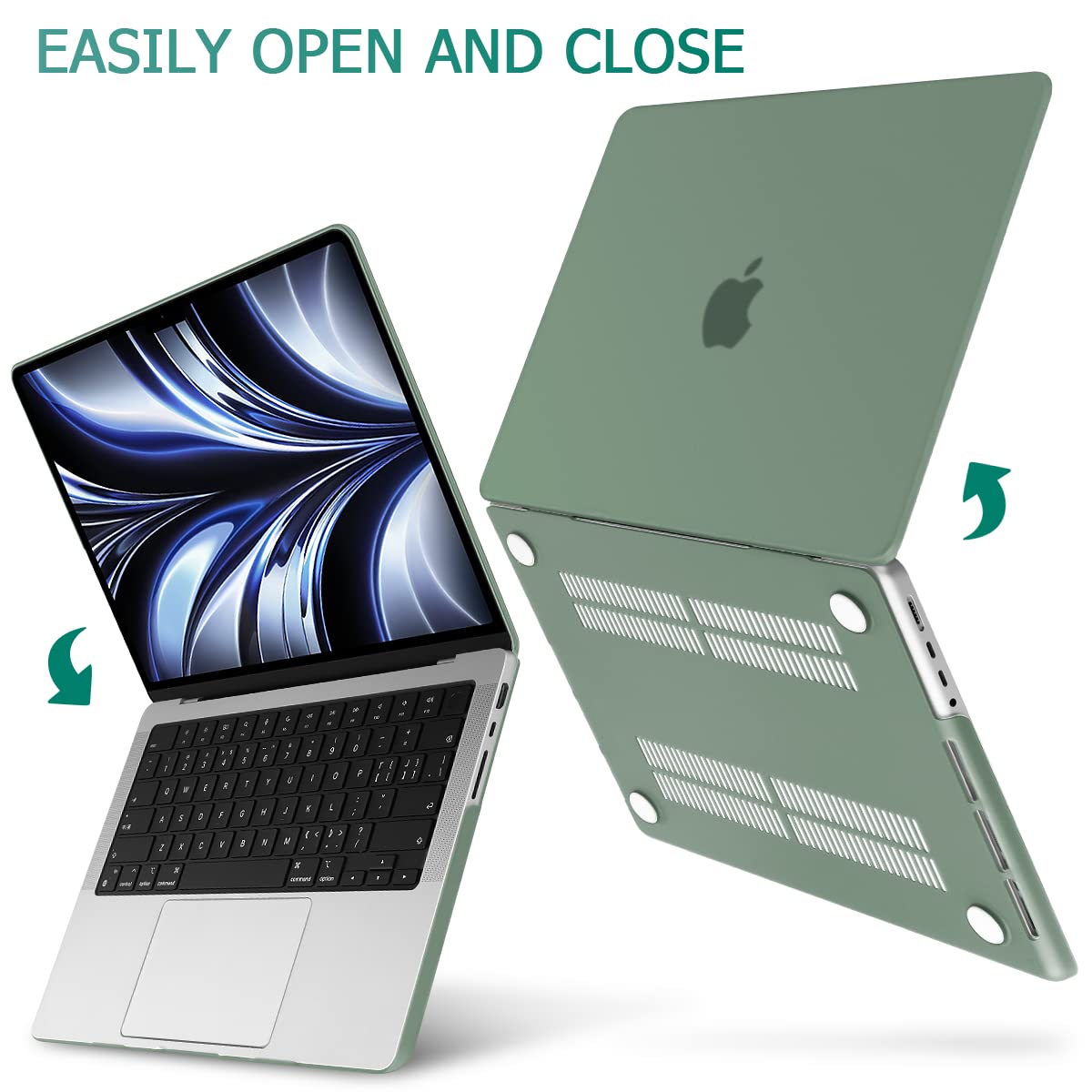 Suitable for  MacBook Pro 14 Max Inch Case 2023 2022 2021 M2 A2779 M1 A2442 Hardshell Case Keyboard Cover Midnight Green - SuperSaverAU - view 7