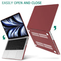 Premium Wine Red MacBook Pro 14 Hard Shell Case with Keyboard Cover A2779 A2442