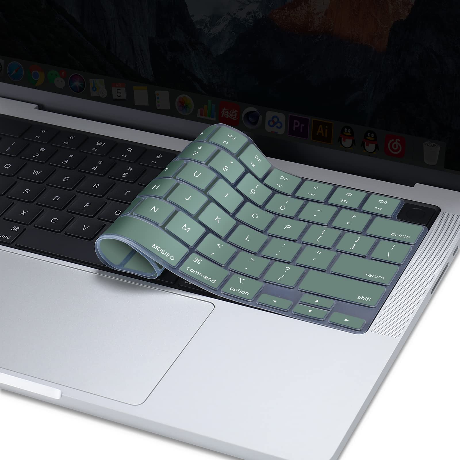 Keyboard Cover Skin For MacBook Air Pro 13 13.6 14 15.3 16 A2442 A2779 A2485 A2780 A2681 A2941 M1 M2 2021 to 2023 Dgreen - SuperSaverAU - view 7
