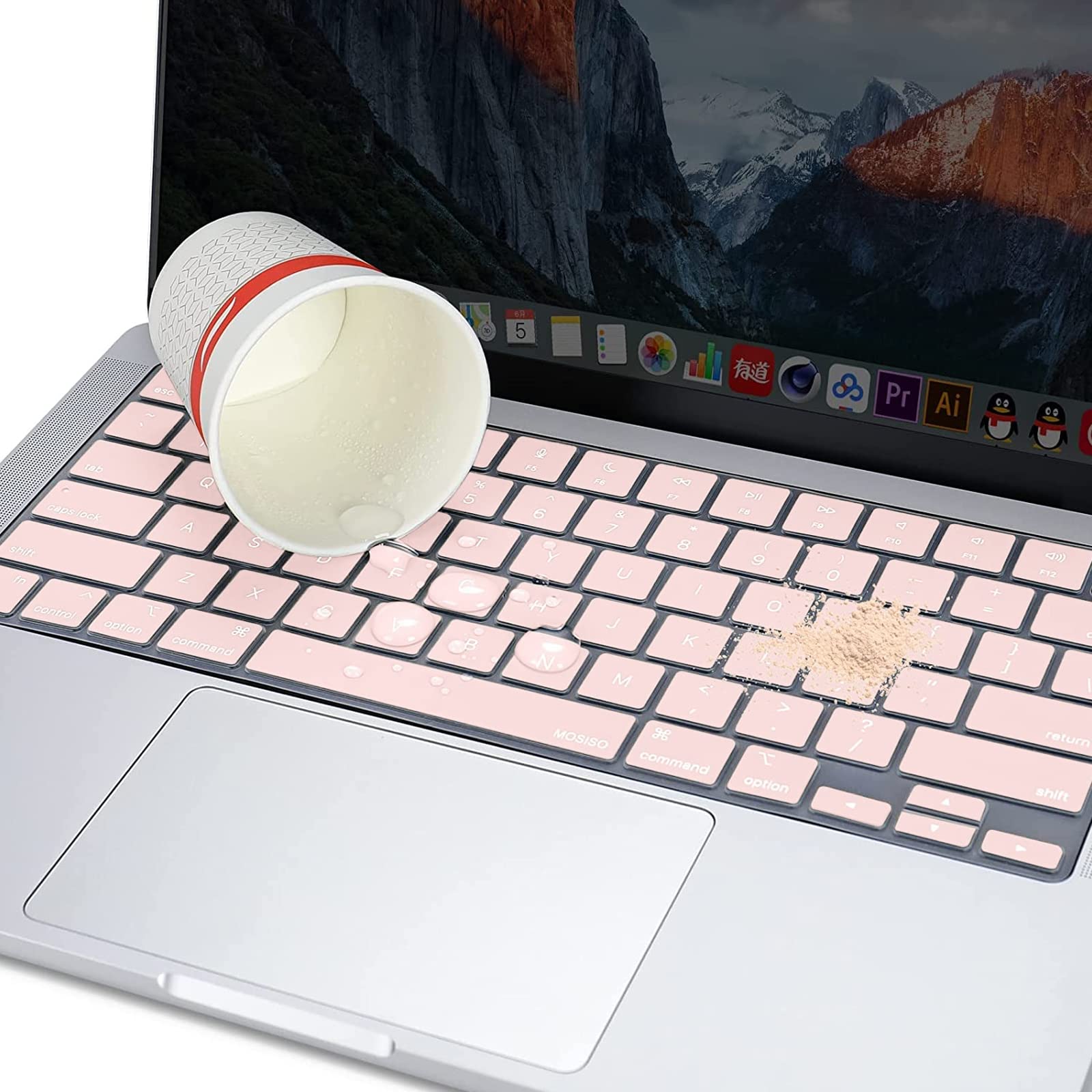 Keyboard Cover Skin For MacBook Air Pro 13 13.6 14 15.3 16 A2442 A2779 A2485 A2780 A2681 A2941 M1 M2 2021 to 2023 Pink - SuperSaverAU - view 3