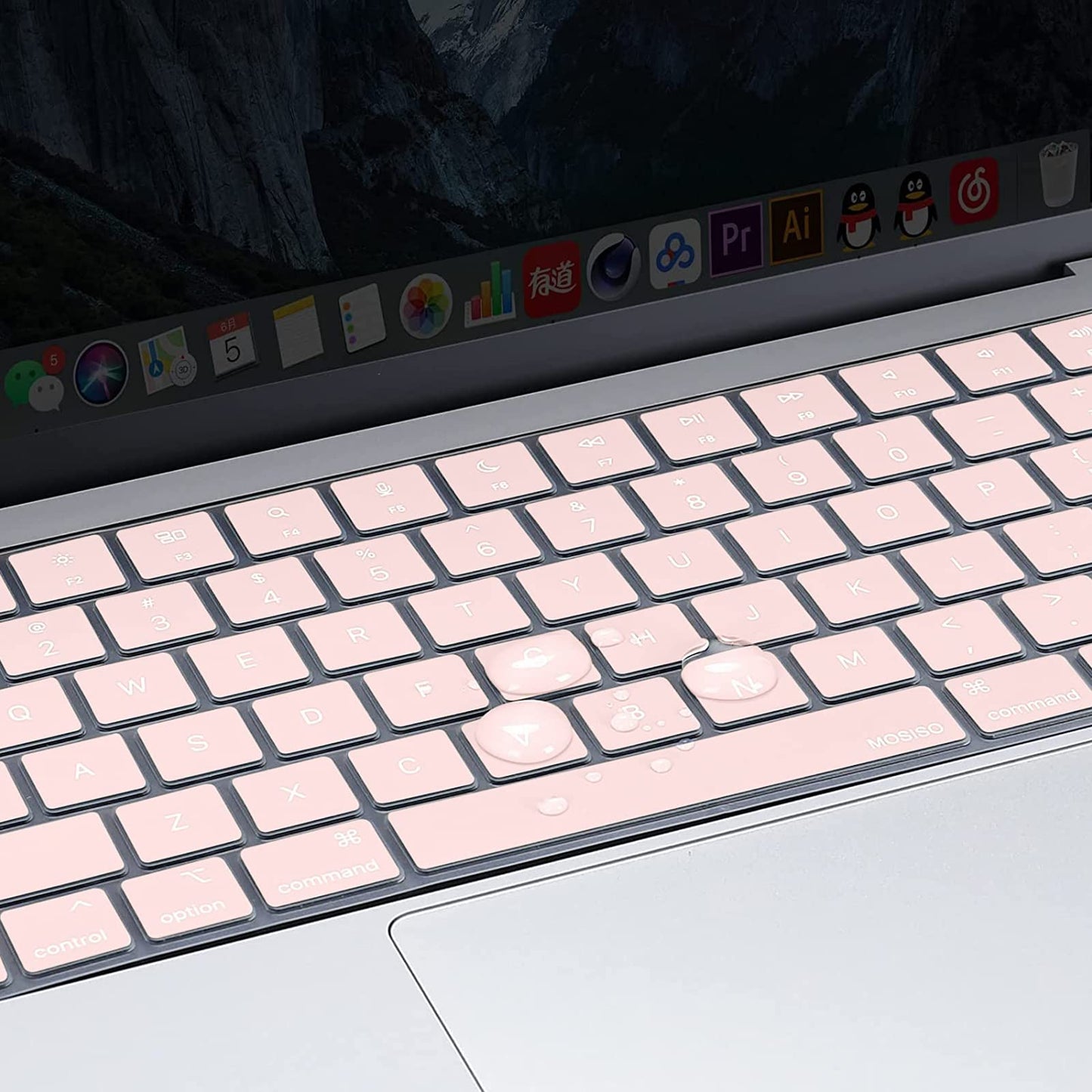 Keyboard Cover Skin For MacBook Air Pro 13 13.6 14 15.3 16 A2442 A2779 A2485 A2780 A2681 A2941 M1 M2 2021 to 2023 Pink