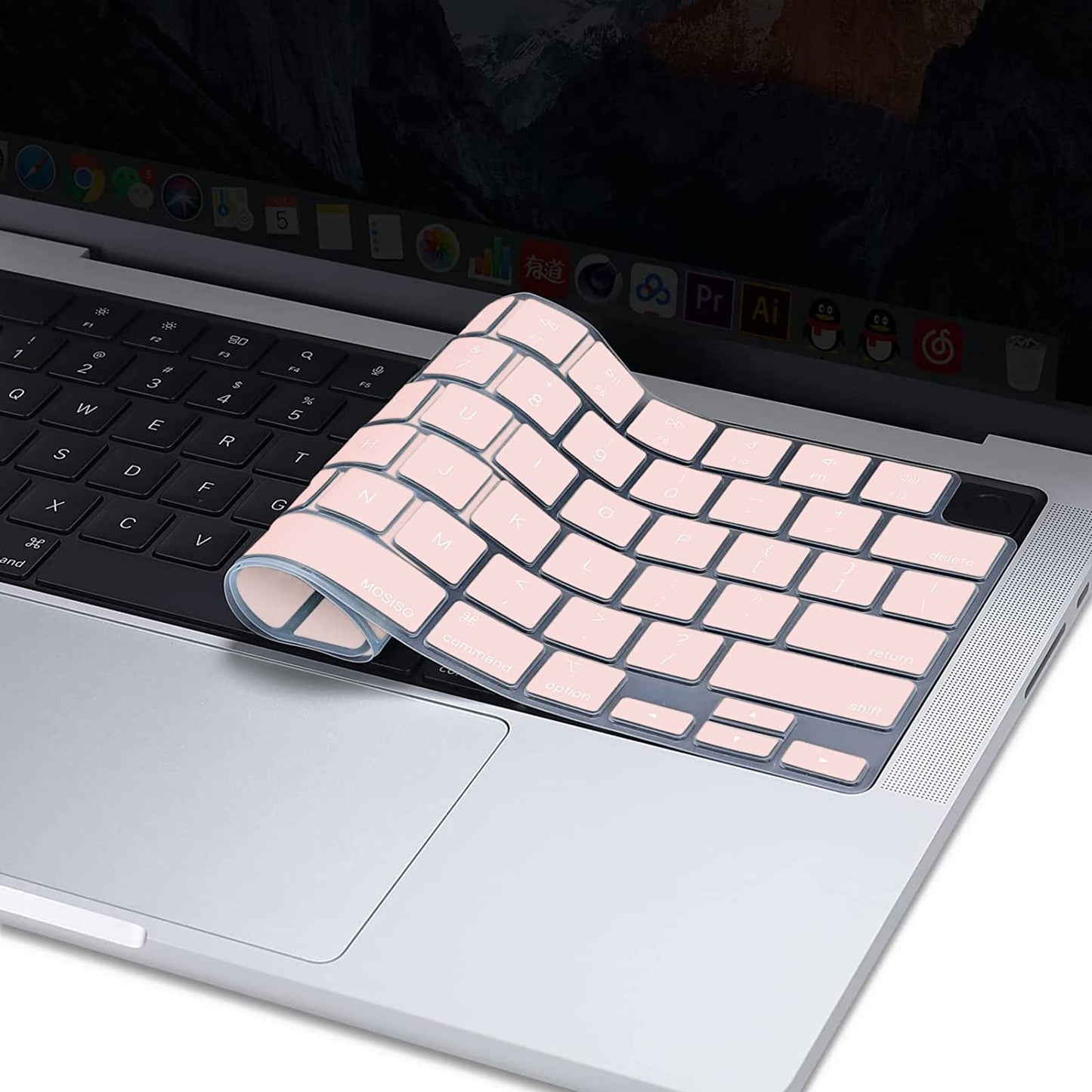 Keyboard Cover Skin For MacBook Air Pro 13 13.6 14 15.3 16 A2442 A2779 A2485 A2780 A2681 A2941 M1 M2 2021 to 2023 Pink