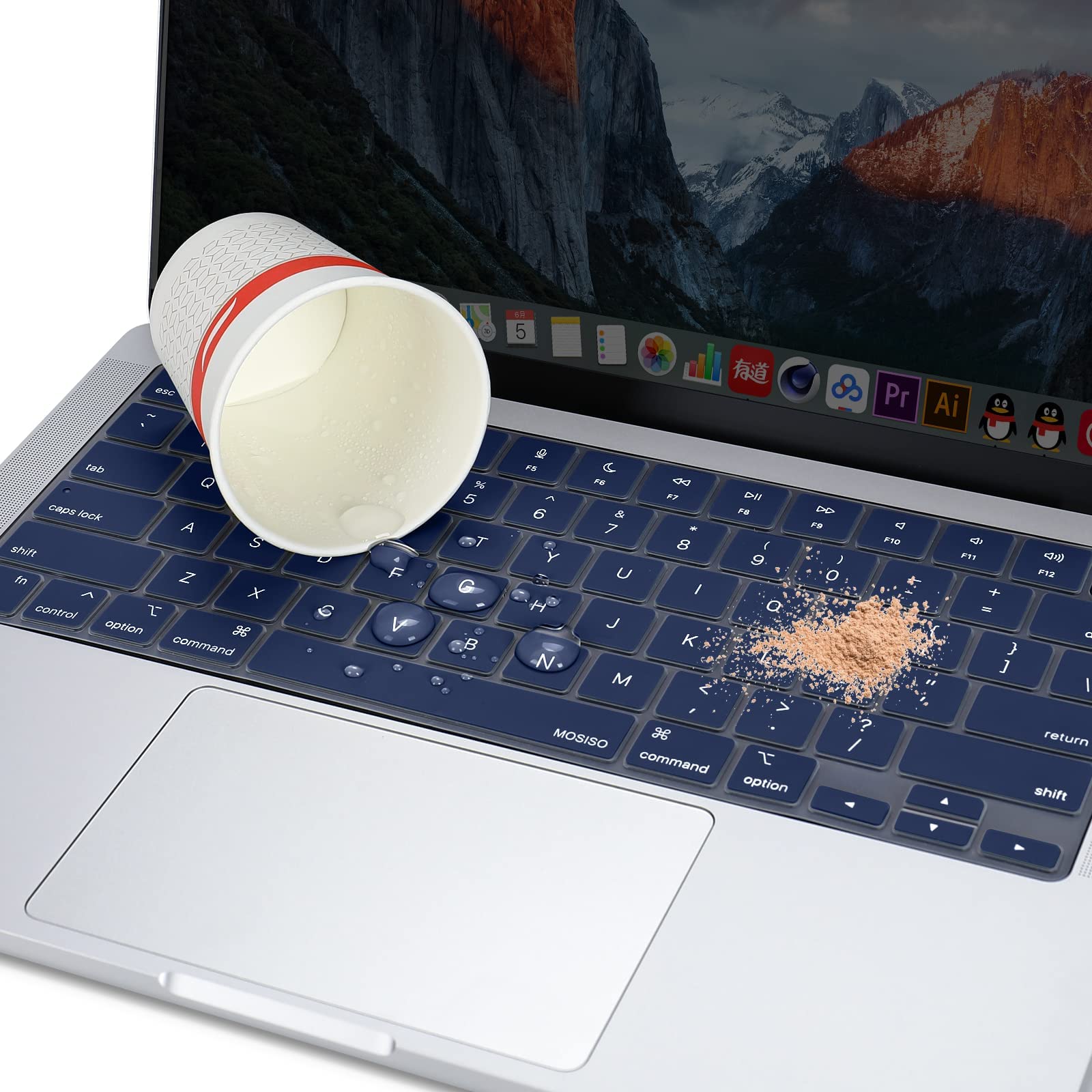 Keyboard Cover Skin For MacBook Air Pro 13 13.6 14 15.3 16 A2442 A2779 A2485 A2780 A2681 A2941 M1 M2 2021 to 2023 Navy Blue - SuperSaverAU - view 6