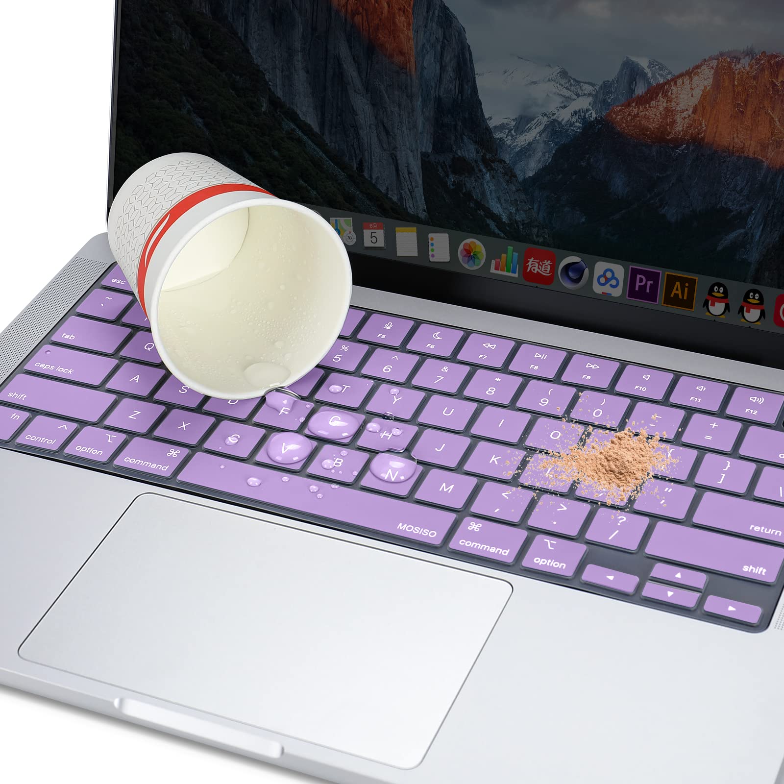 Keyboard Cover Skin For MacBook Air Pro 13 13.6 14 15.3 16 A2442 A2779 A2485 A2780 A2681 A2941 M1 M2 2021 to 2023 purple - SuperSaverAU - view 6