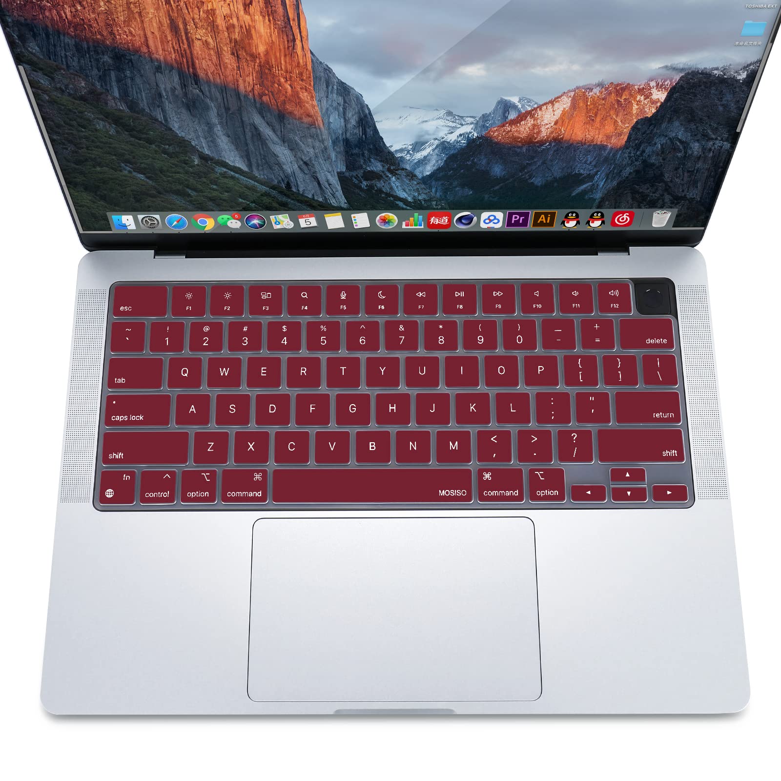 Keyboard Cover Skin For MacBook Air Pro 13 13.6 14 15.3 16 A2442 A2779 A2485 A2780 A2681 A2941 M1 M2 2021 to 2023 Wine Red - SuperSaverAU - view 3