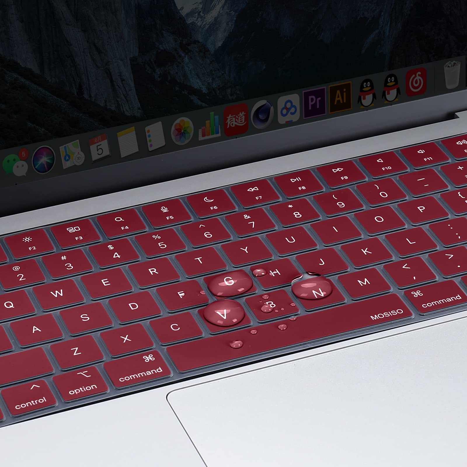 Keyboard Cover Skin For MacBook Air Pro 13 13.6 14 15.3 16 A2442 A2779 A2485 A2780 A2681 A2941 M1 M2 2021 to 2023 Wine Red - SuperSaverAU - view 4