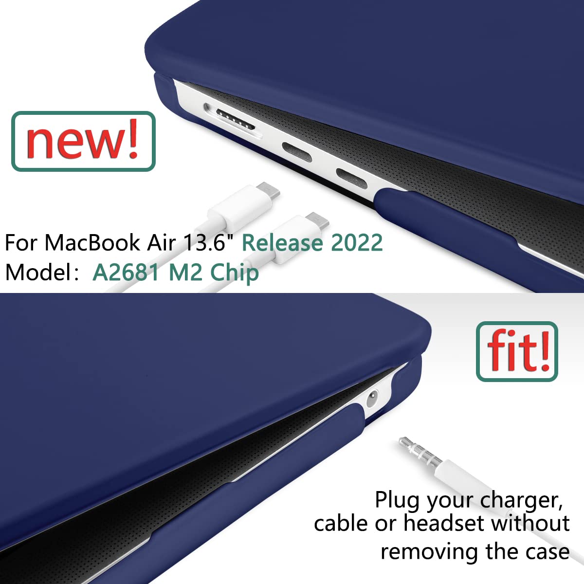 Suitable for  2023 2022 MacBook Air 13 inch case M2 Model A2681 Hard Shell Case Keyboard Cover Blue - SuperSaverAU - view 4