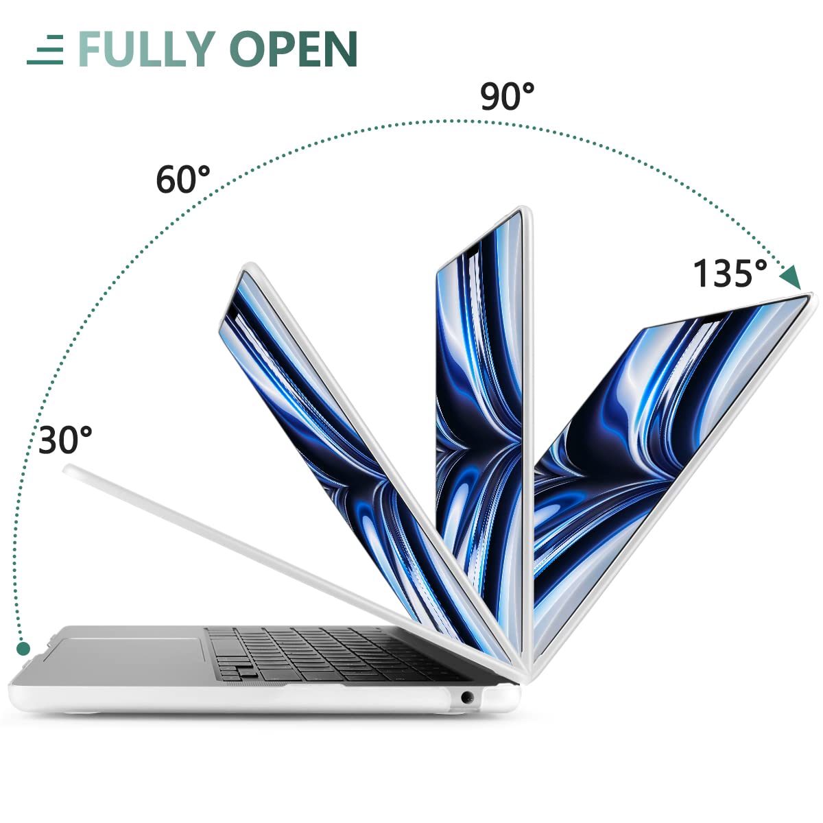 Suitable for  2023 2022 MacBook Air 13 inch case M2 Model A2681 Hard Shell Case Keyboard Cover White - SuperSaverAU - view 5