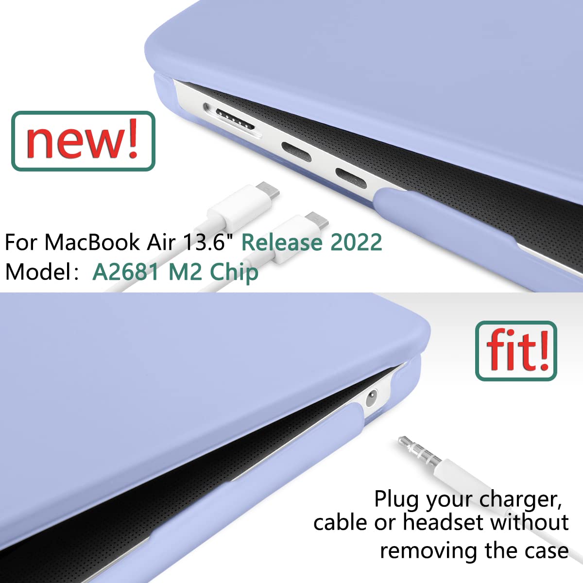 Suitable for  2023 2022 MacBook Air 13 inch case M2 Model A2681 Hard Shell Case Keyboard Cover - SuperSaverAU - view 4