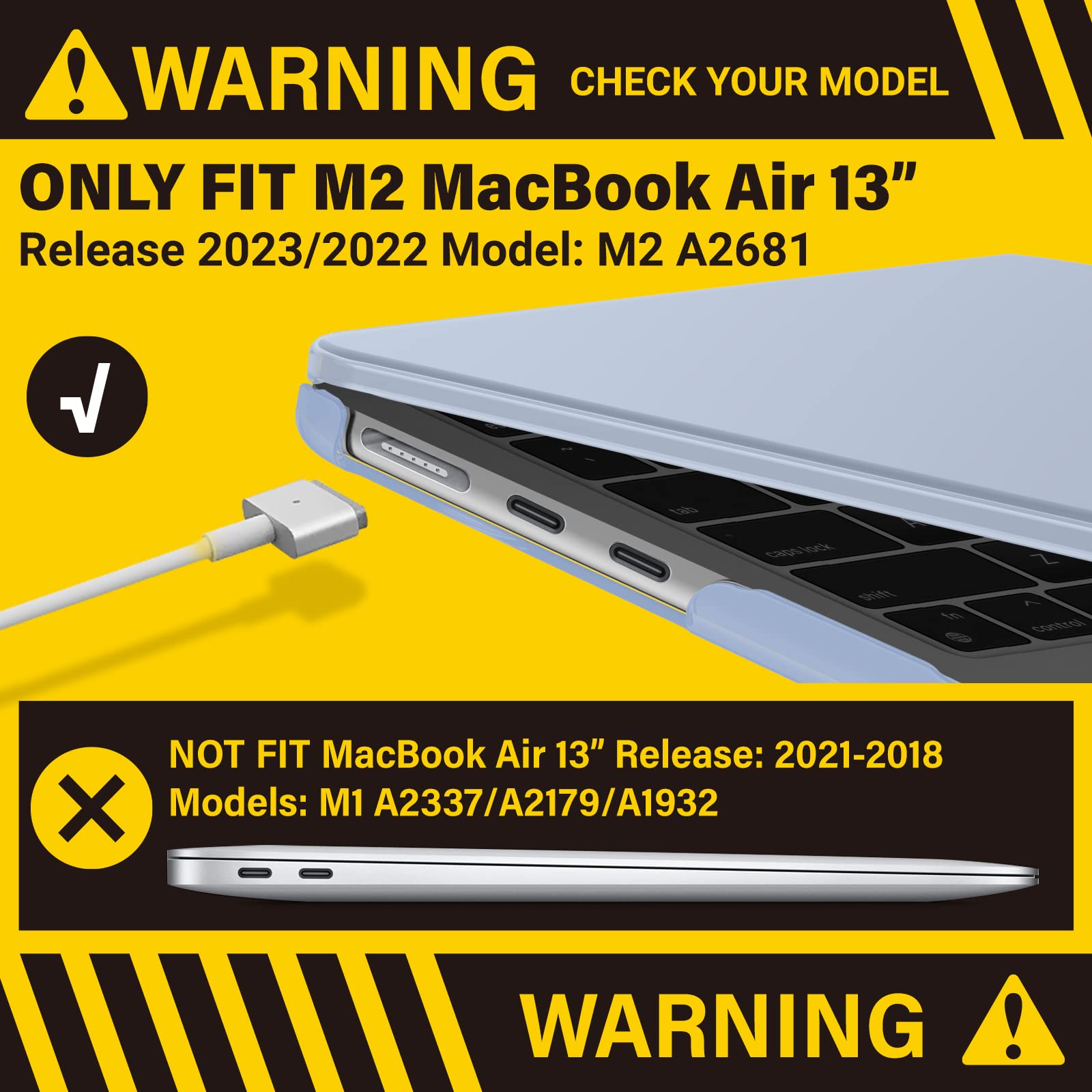 Suitable for  2023 2022 MacBook Air 13 inch case M2 Model A2681 Hard Shell Case Keyboard Cover Pink - SuperSaverAU - view 3