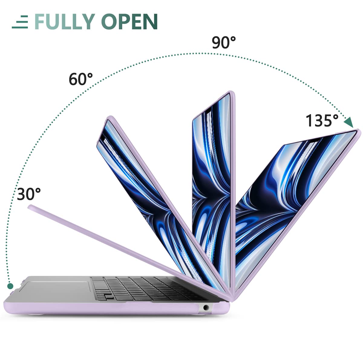 Suitable for  2023 2022 MacBook Air 13 inch case M2 Model A2681 Hard Shell Case Keyboard Cover Purple - SuperSaverAU - view 5