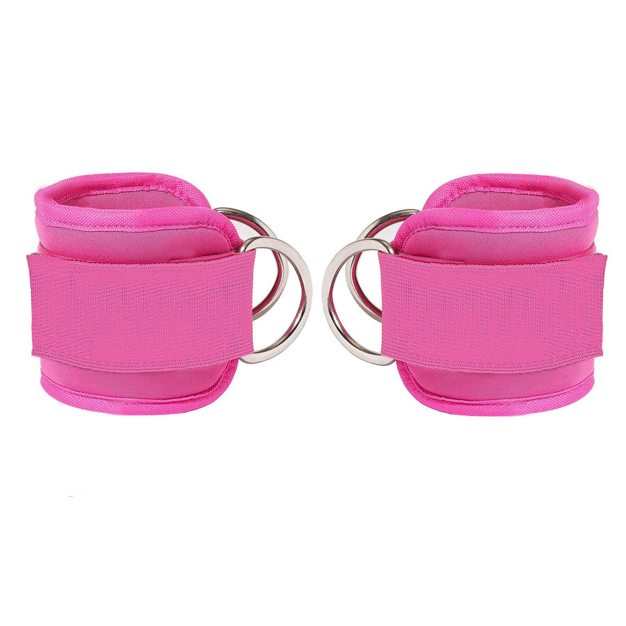 2x Adjustable Ankle Straps for Cable Machines D-Rings Gym Cuff Kickbacks Glute Workouts Leg Extensions Straps Hip Pink - SuperSaverAU - view 1